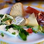 Plate of mixed cheeses and salamis