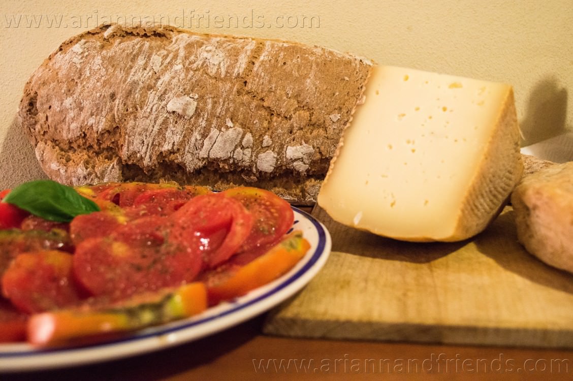Cheese, tomatoes and bread