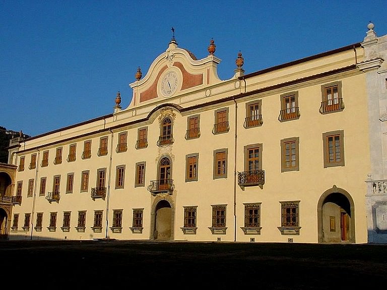 Baroque facade of the Certosa di Calci