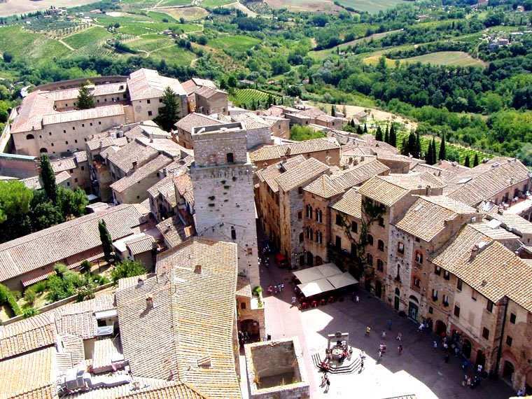 The central square of San Gimignano is famous for its well