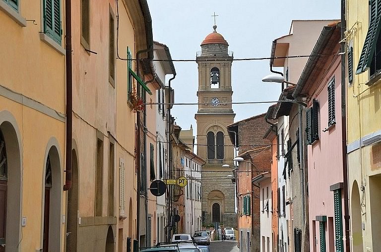 The beautiful bell tower of Soiana near Terricciola