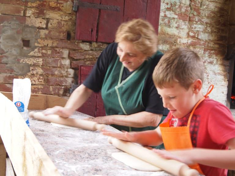 Stretching dough for pizza