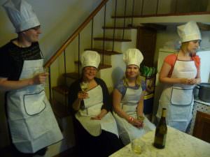 A toast during the cookery class