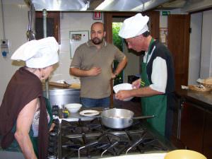 Massimo explaining how to saute meat