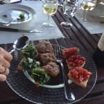 Crostini tricolore served after cooking class