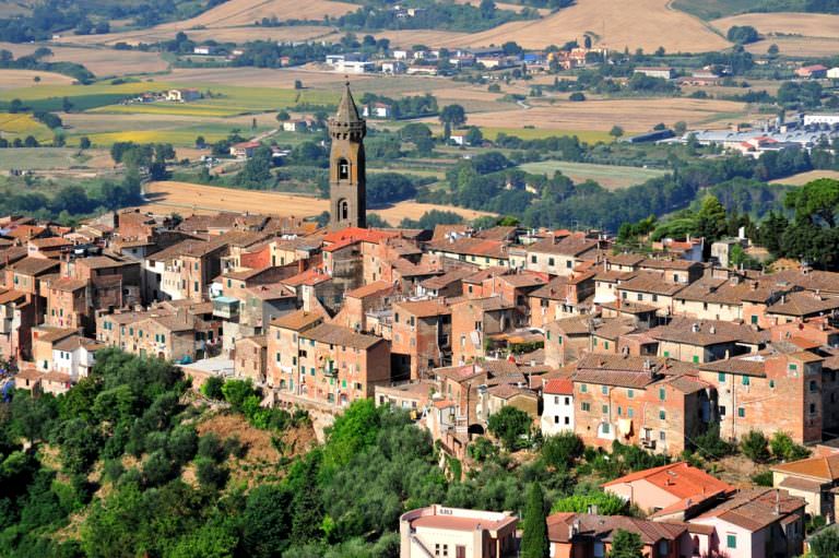 Peccioli as seen from a helicopter