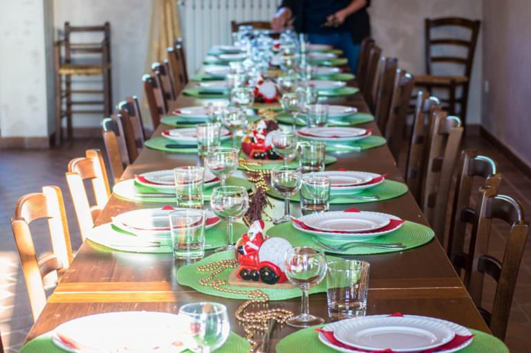 Christmas supper table in Tuscan winery