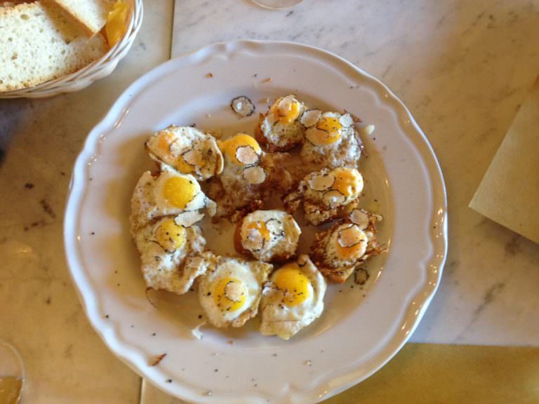 Delicious egg and truffle bruschettas
