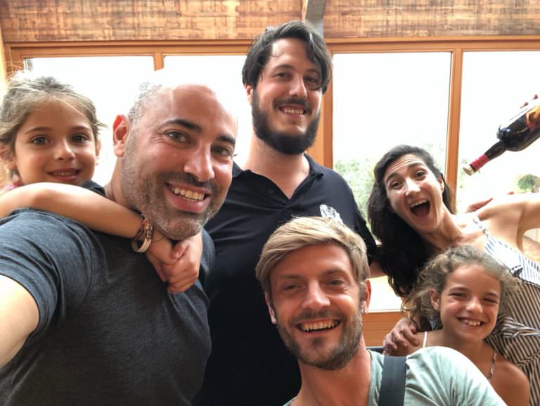 Happy family after the wine tasting in Terricciola wine district