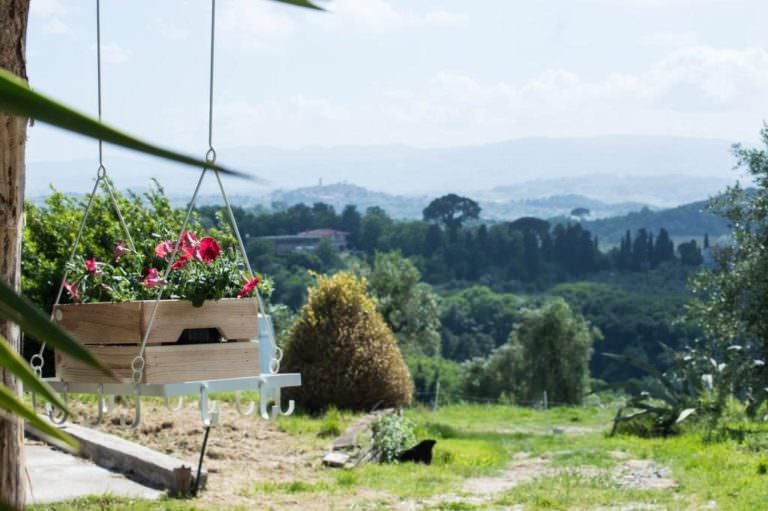 Peccioli in the distance seen from the cooking place