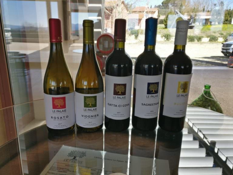 Selection of wines at the farm near Peccioli