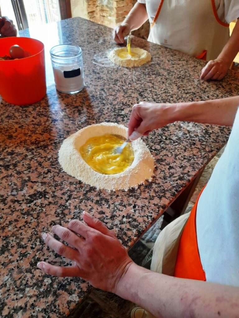 Fresh pasta with eggs and flour