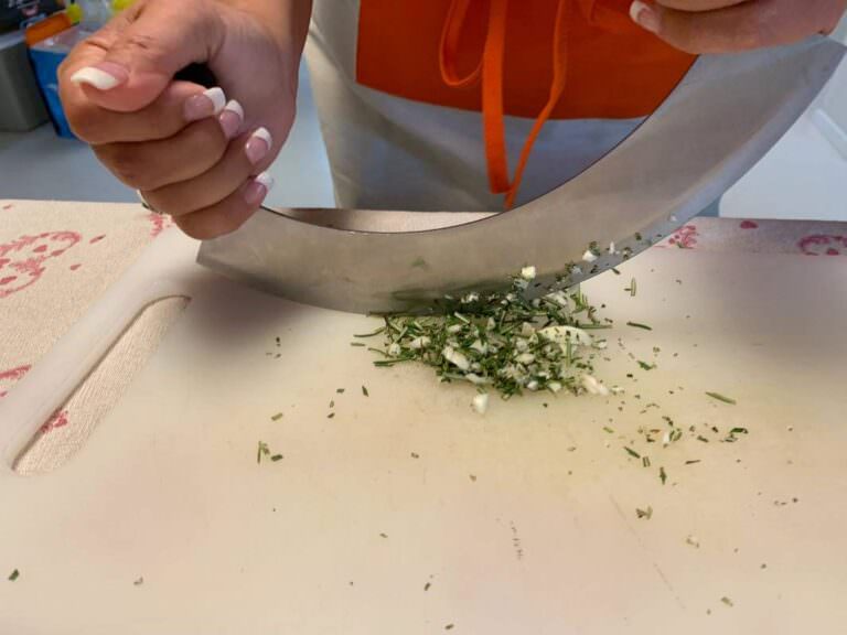 Preparing the base for a Tuscan sauce