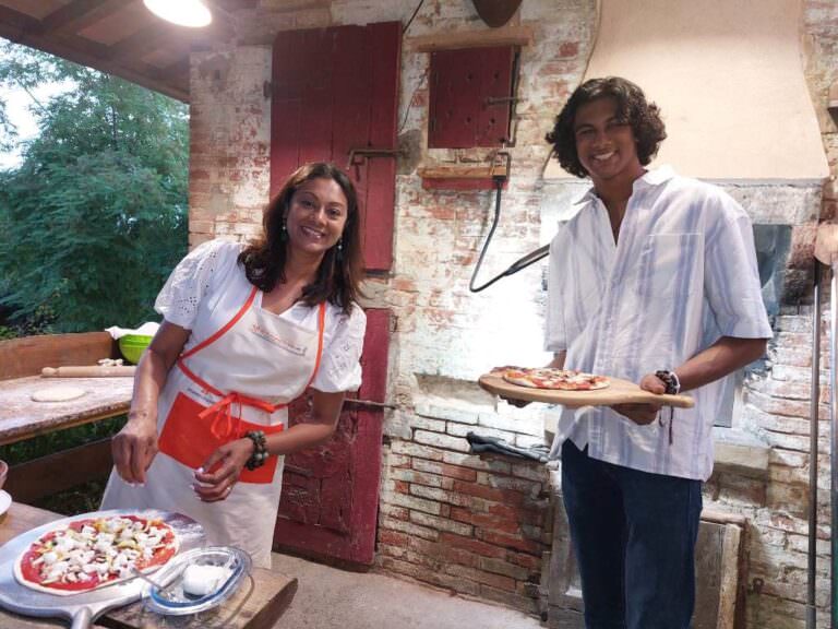 Our guests enjoying a pizza class