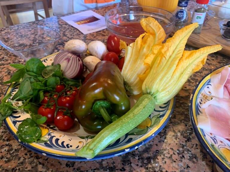 Fresh vegetables for our pizza class
