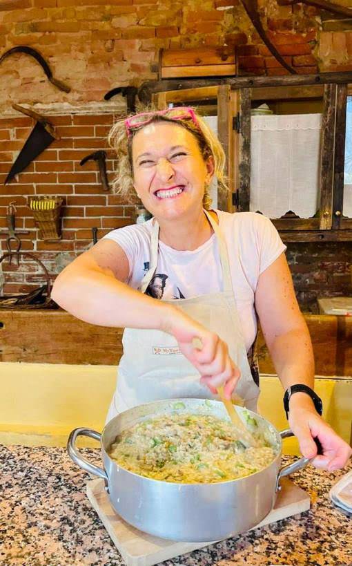 Paola preparing risotto for our guests