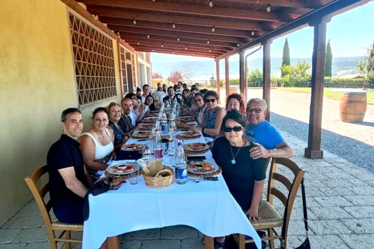 Our guests enjoying excellent wines from Terricciola district