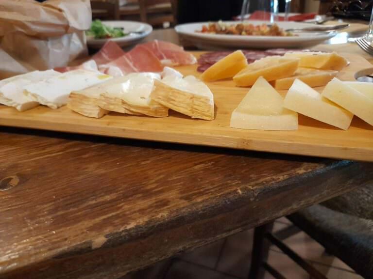 Organic pecorino cheese served at the cheese factory