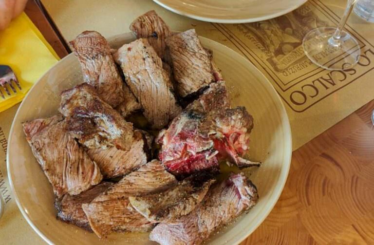 Typical lunch in San Miniato with T-bone steak