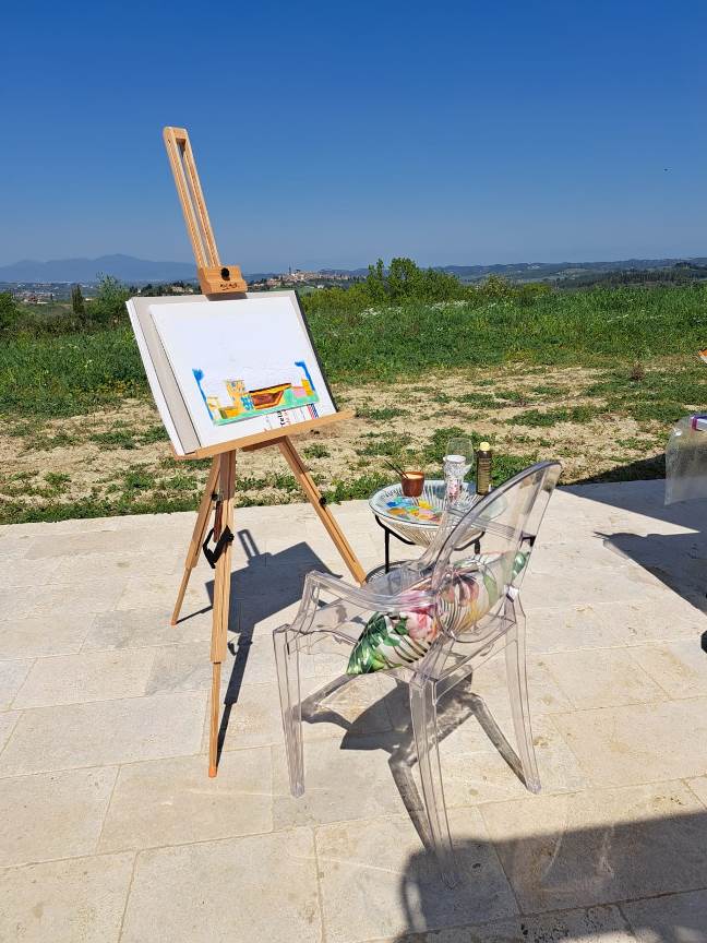 The village of Peccioli in the background