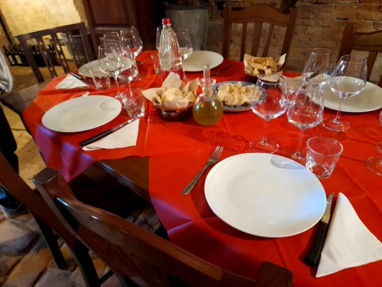 The table ready for our wine tasting session