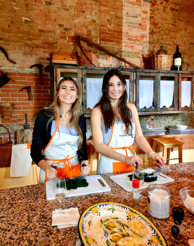 Preparing the ravioli stuffing