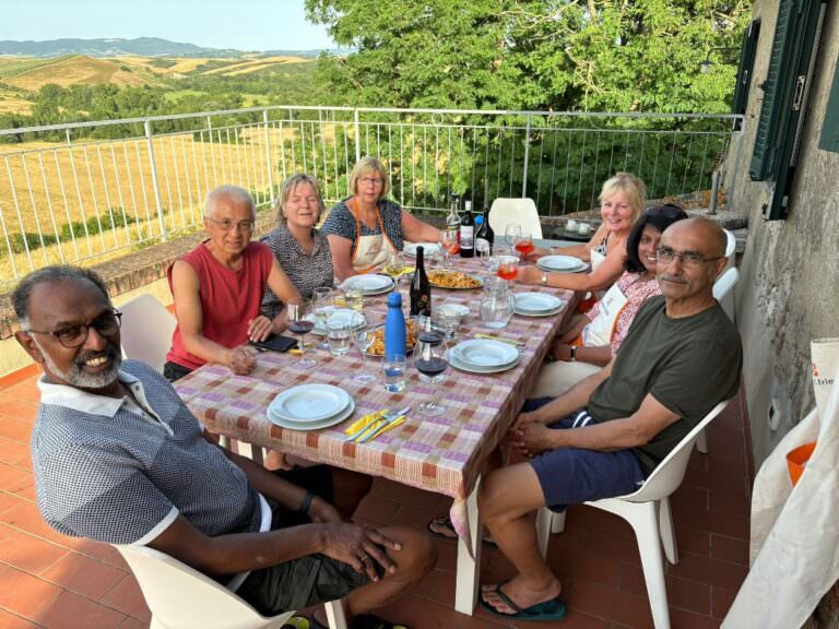 Typical Tuscan dinner arranged at Podere i Sorbi