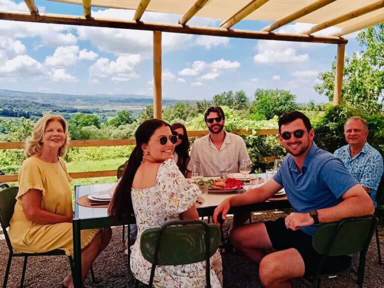 Dinner at the gazebo outside