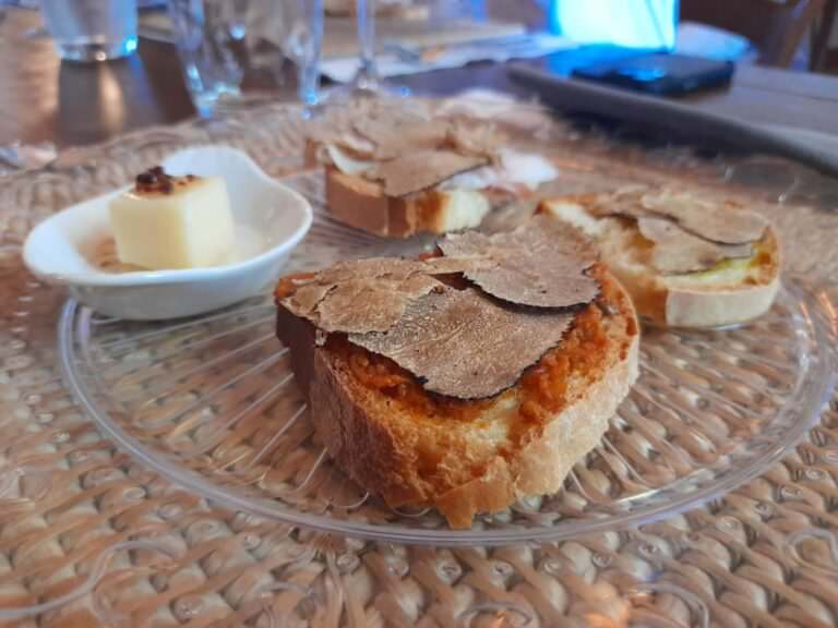 Truffle bruschettas and parmesan cheese