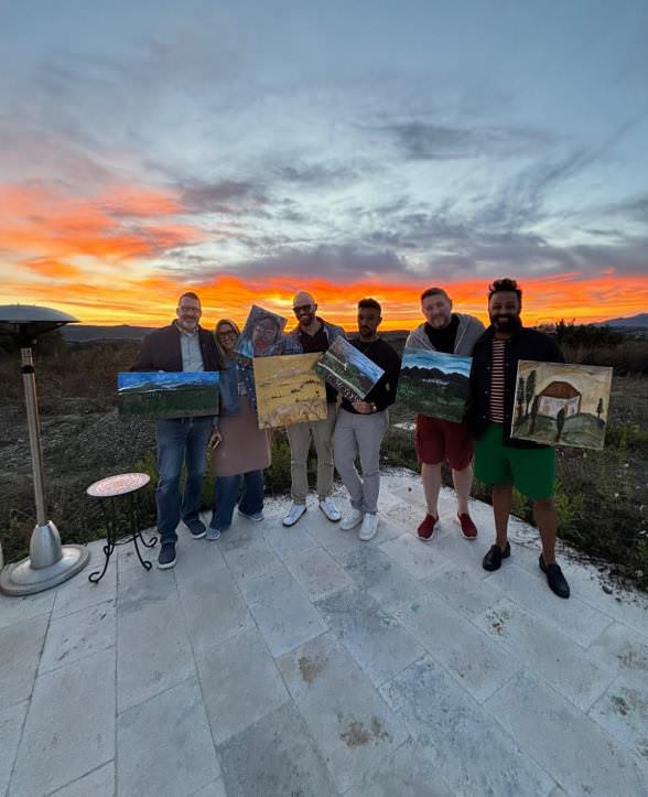 Friends enjoying the the painting experience