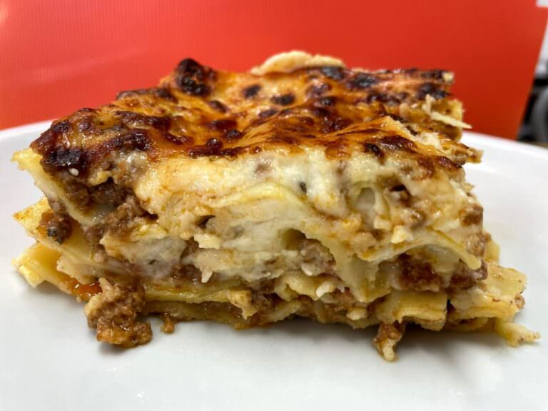 Lasagna cooking at our My Tuscan kitchen cooking school