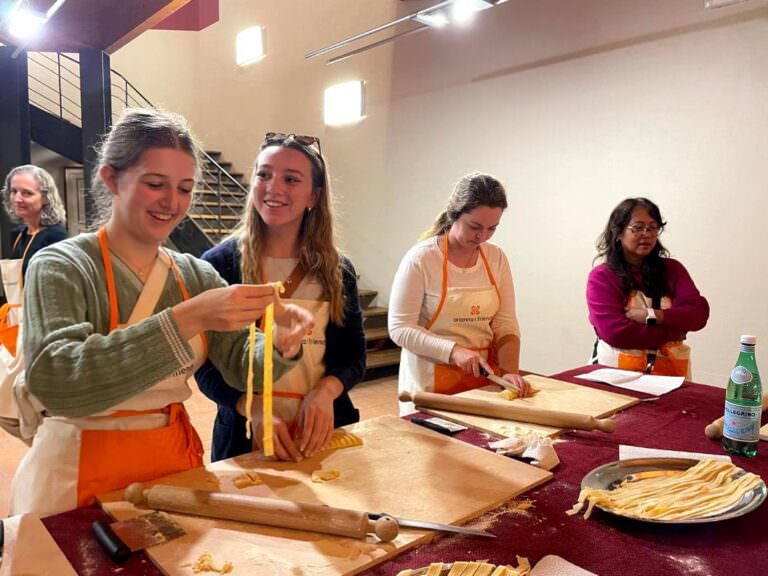 Students making pasta