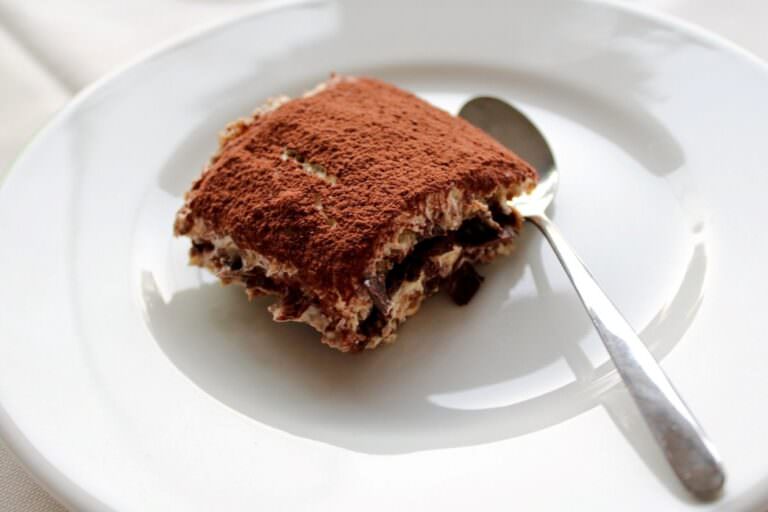 Traditional Tuscan tiramisù made with dark chocolate and coffee
