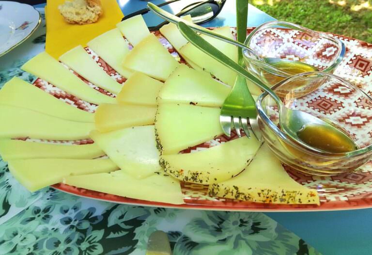 Typical Tuscan cheese dressed with honey