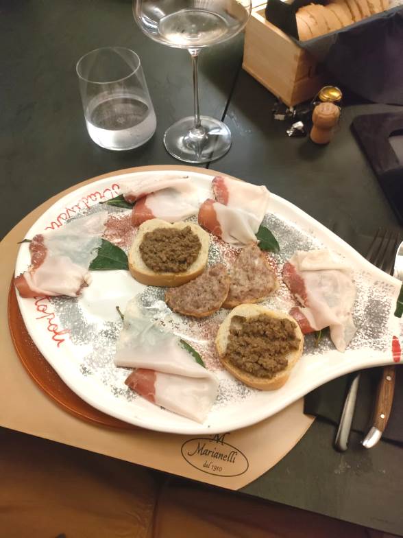 Antipasti served at the butcher near Montopoli