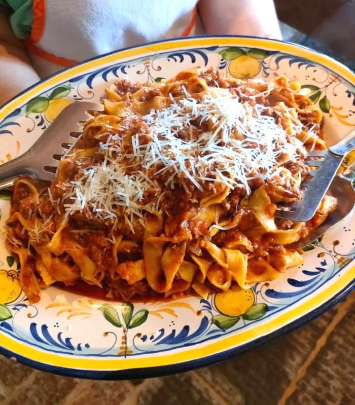 Typical Tuscan meat sauce ,matched with tagliatelle