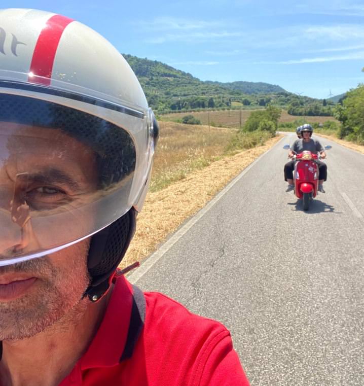 Cristiano on board of a Vespa