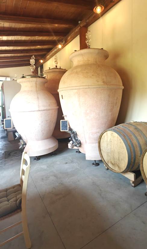 Terracotta giars where the supertuscan wines are aged