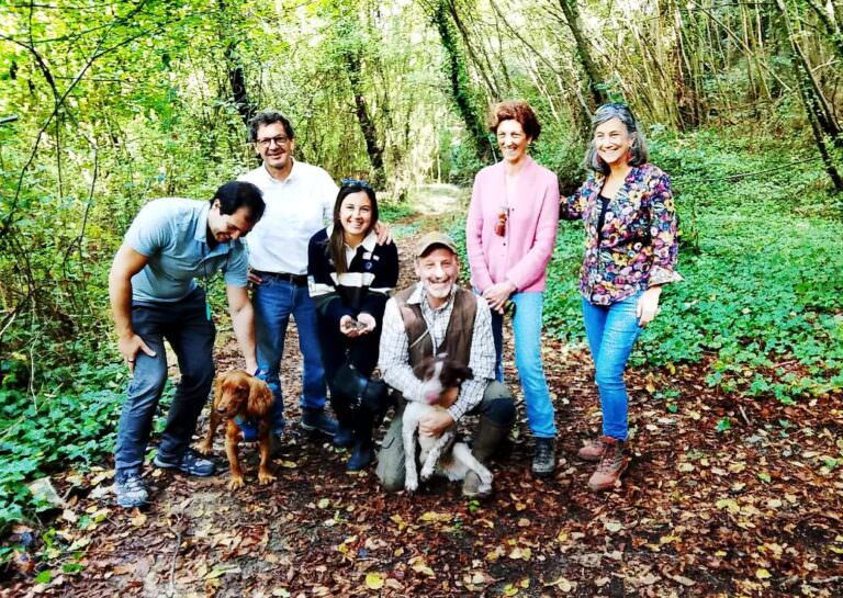 Walking in the wood with Daniele and his dog